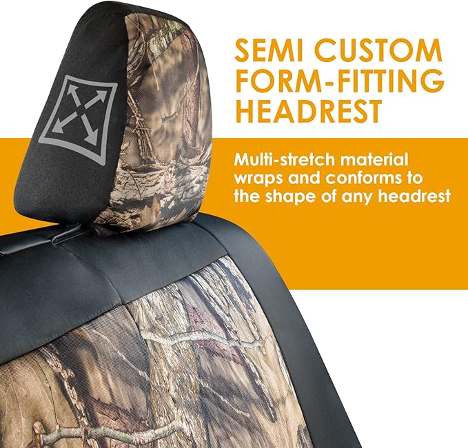 Mossy Oak Camo Truck Bench Seat Cover Fits All Full-Size Silverado F-150 Ram Sierra Titan Tundra Pickup Trucks; Folding Bench or Standard Bench Seats; 70% Polyester, 30% Polyurethane