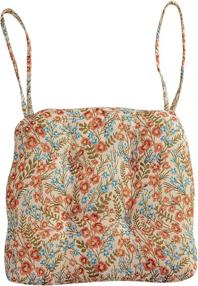 vctops Farmhouse Floral Print Chair Cushions with Ties U-Shaped Soft Comfortable Chair Pads Non Slip Seat Cushions for Indoor Dining Room and Kitchen Chairs (Flower G,18"x18")