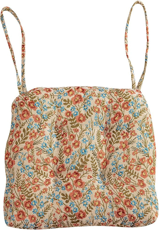 vctops Farmhouse Floral Print Chair Cushions with Ties U-Shaped Soft Comfortable Chair Pads Non Slip Seat Cushions for Indoor Dining Room and Kitchen Chairs (Flower G,16"x16")