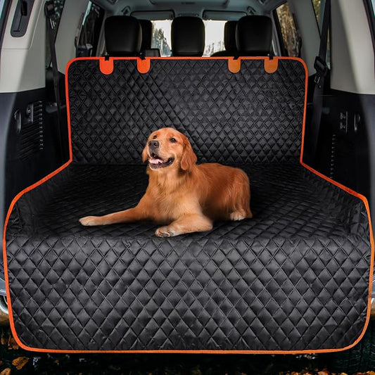 MIXJOY SUV Cargo Liner for Dogs, Waterproof Cargo Liner for SUV, Pet Dog Cargo Cover Mat with Bumper Flap Protector, Nonslip Car Trunk Mat for Sedans Vans, Universal Fit (90" L x 55" W)