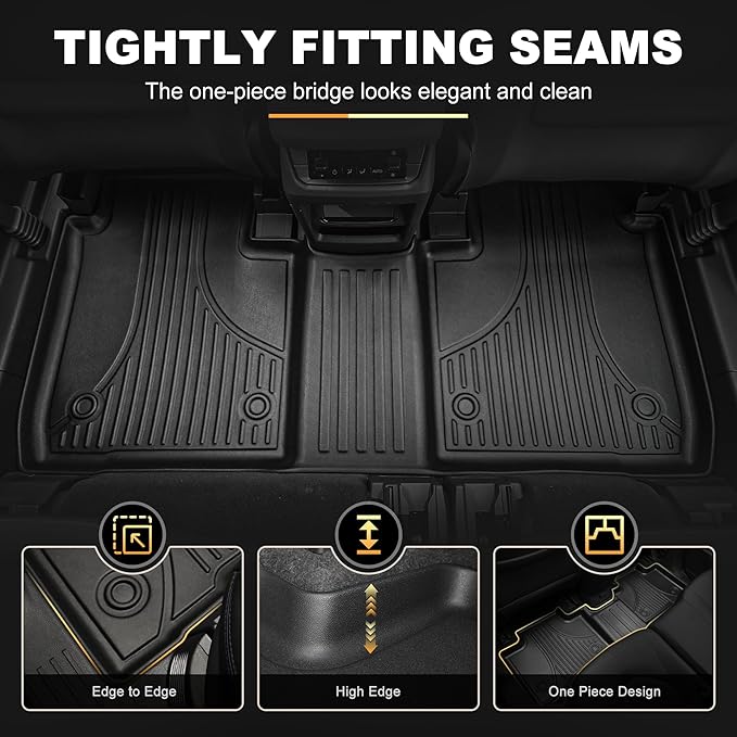 AOMSAZTO Floor Mats for Ford Bronco Sport 2021 2022 2023 2024 2025 2026-1st & 2nd Row All Weather Protection Car Floor Liners Waterproof Mats