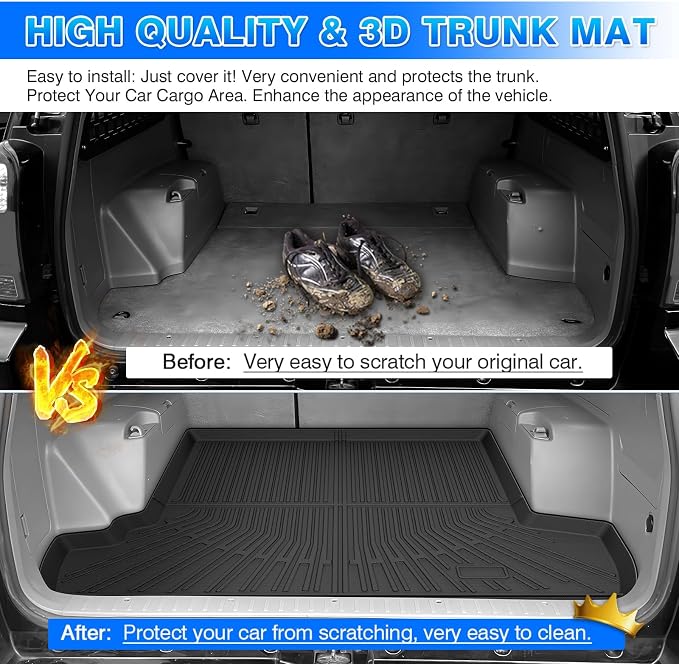4Runner Cargo Liner - Trunk Mat for Toyota 4Runner 2003-2009, All Weather Cargo Mat for 4Runner Accessories, Heavy Duty Car Mats, Car Accessories