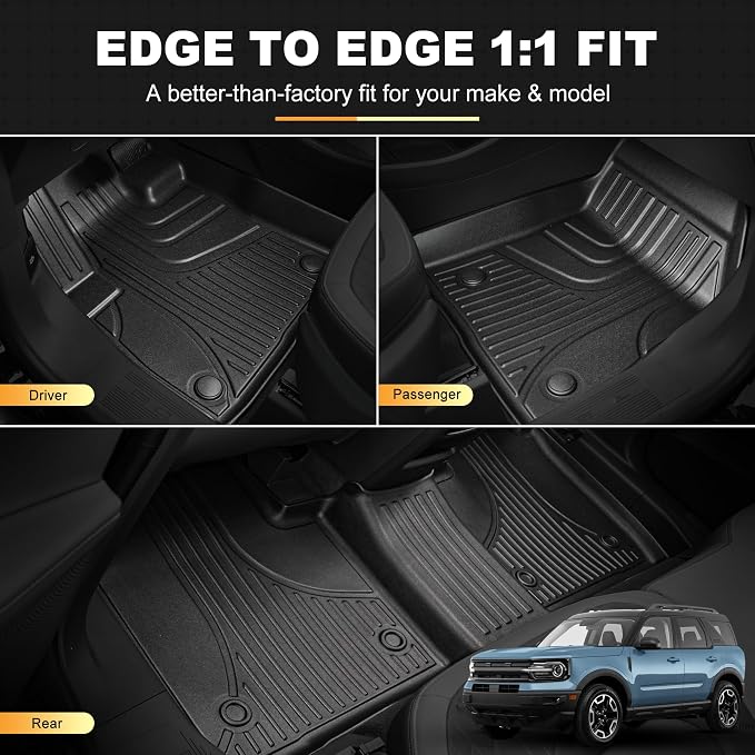 AOMSAZTO Floor Mats & Cargo Liner for Ford Bronco Sport 2021-2026 | 1st & 2nd Row Custom Fit All Weather Protection Trunk Liner Waterproof Car Accessories