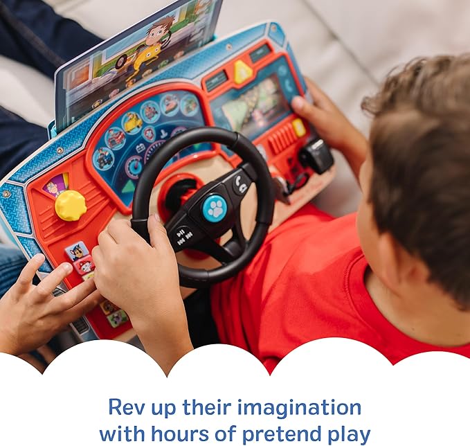 Melissa & Doug PAW Patrol Rescue Mission Wooden Dashboard – Interactive Steering Wheel Toy for Pretend Play Driving, with Lights & Sounds, PAW Patrol Toddler Toys for Kids Ages 3+