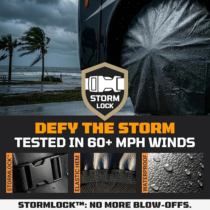 TIRESHIELD PRO Tire Covers Set of 4 - Heavy Duty All-Weather UV-Resistant Wheel Covers w/StormLock-System - Year-Round Protection for Your RV, Camper, Truck, Car & Trailer Tires w/ 29-31.75" Diameter