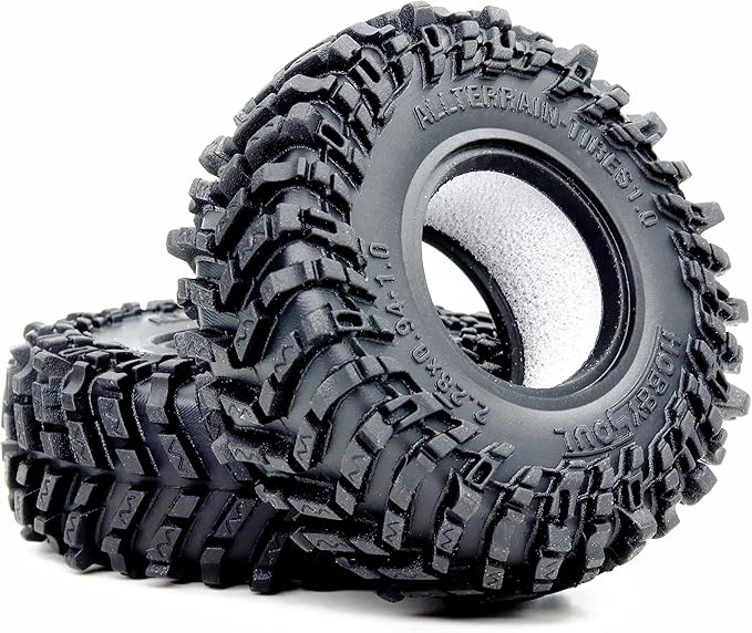 HOBBYSOUL 1.0 Tires 58mm Tall All Terrain Super Soft Sticky mud Tyre for RC Crawler 1/24 SCX24 1/18 TRX4M Upgrades