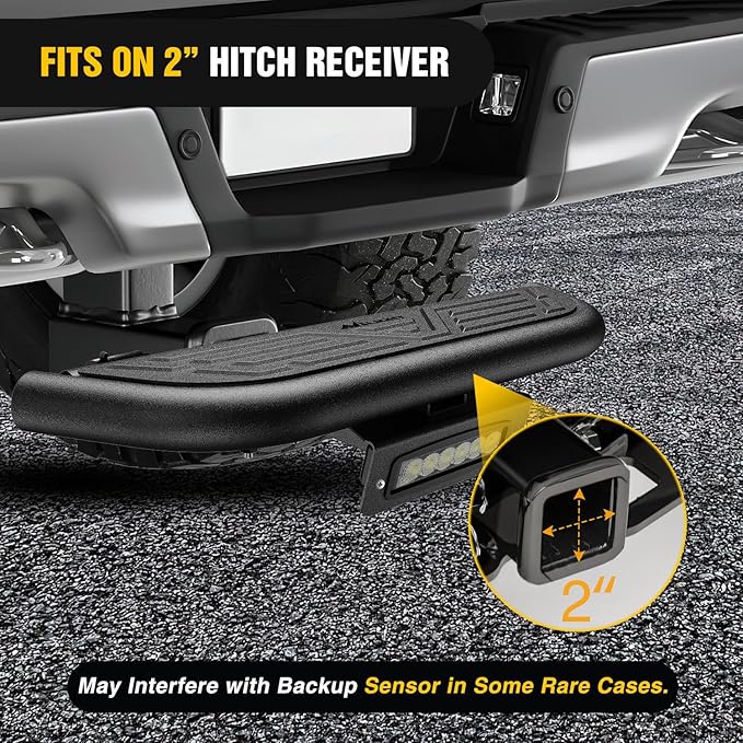 Nilight Hitch Step 2 Inch Receiver Universal with LED Light, Pin Lock and U-Bolts Stabilize,Rear Bumper Guard for Pickups Trucks Vans SUVs ATVs