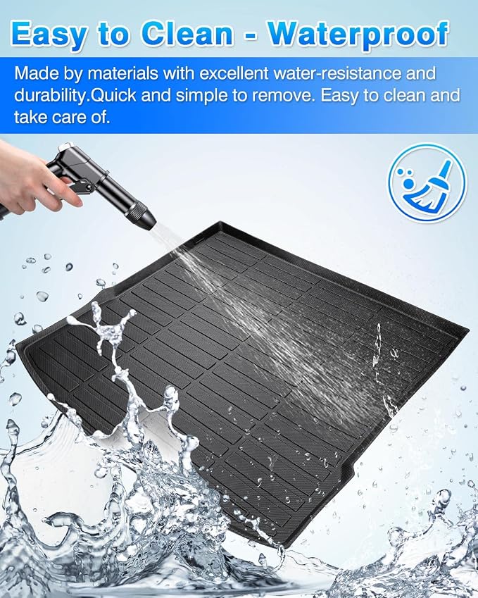 Cartist Cargo Liner Compatible with 2020-2023 2024 Volkswagen VW Atlas Cross Sport (5 Passenger Models Only) All Weather Rear Trunk Mat Waterproof Black TPE