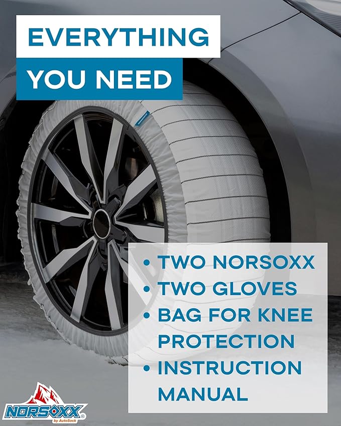 Passenger Vehicle Snow Socks for Tires, N47 - Car Sock Tire Traction Device for Snow, Ultimate Chain Alternative for Cars, SUVs, Pickups & Light Commercial Vehicles, Pack of 2