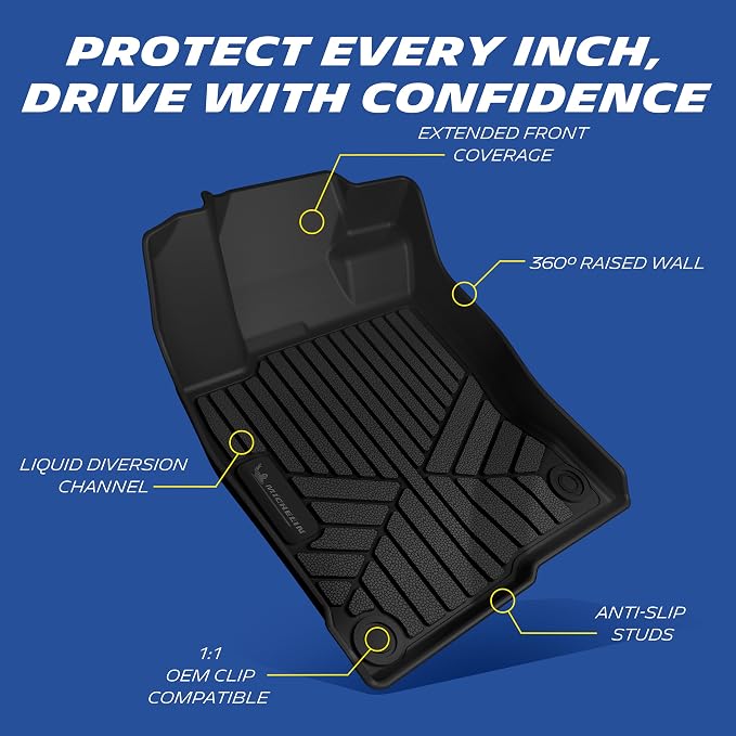 Michelin Vehicle Mats, Premier Series All-Weather TPE Custom Fit Liner for Honda Civic Coupe 2016-2020, Sedan/Type R 2016-2021, Hatchback 2017-2021, Insight 2019-2021 Floor Mats(3 Piece)