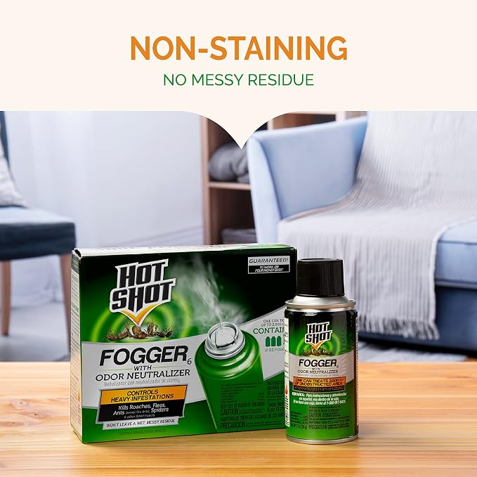 Hot Shot Fogger With Odor Neutralizer 3 Count-2 Ounce Cans, Controls Heavy Insect Infestations, 12 Pack