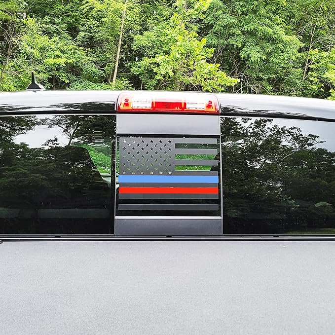 Xinghe for Dodge Ram 2009 to 2024 2025 2026, American Flag Decals Stickers for Truck Back Middle Window, Matte Black USA Flag Decal