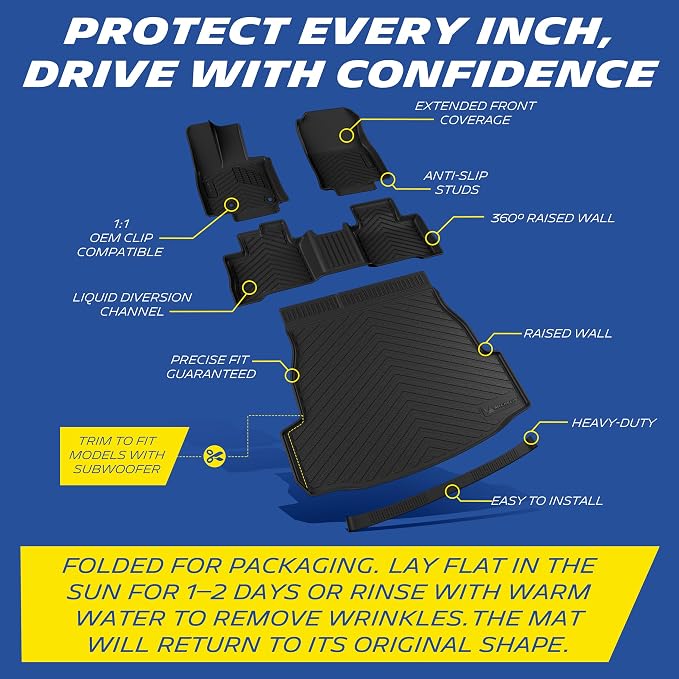 Michelin Vehicle Mats, Premier Series All-Weather TPE Custom Fit Liner for Toyota RAV4 Hybrid 2026-2027 Floor Mats (5 Piece)