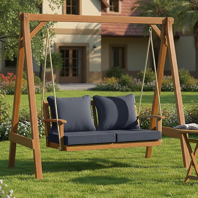 Summsun Waterproof Outdoor Cushions for Patio Furniture, Fade Resistant Backrest and Deep Seat Cushion Set with Removable Cover, 22 x 22 Inch, Dark Grey, Set of 2