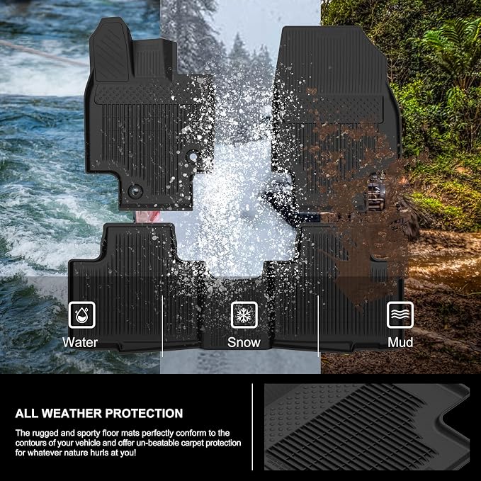 KIWI MASTER Floor Mats for 2020-2026 Toyota Highlander, Custom Fit All Weather Car Mats, Heavy Duty TPE Floor Liners, Front & Rear 2 Row, Black
