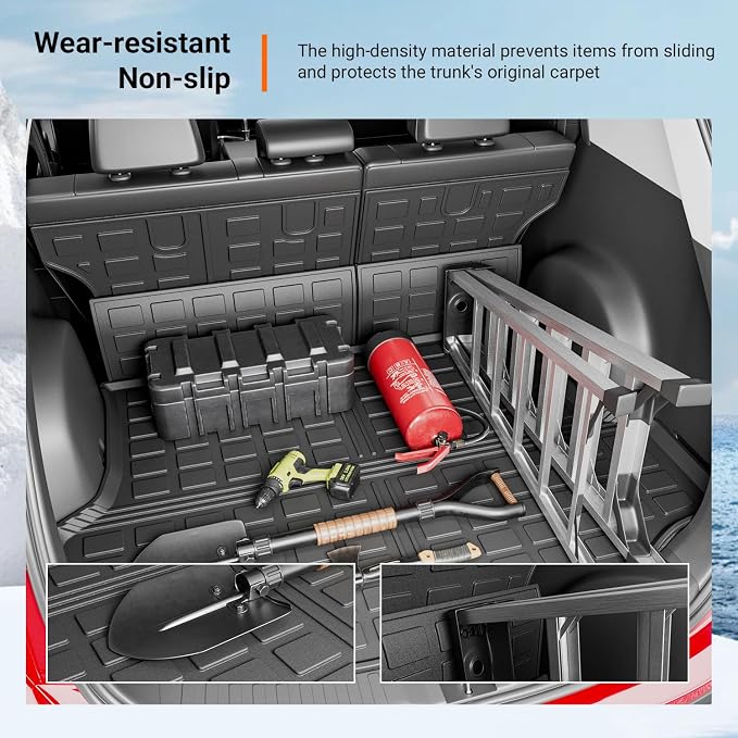 powoq Cargo Mat Compatible with 2013 2014 2015 2016 2017 2018 Toyota RAV4 Cargo Liner Backrest Mat TPE All Weather Replacement for Toyota RAV4 Accessories (Trunk Mat+Backrest Mats)