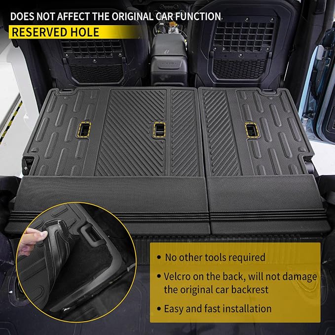 Cargo Mat Compatible with 2021-2024 2025 2026 Ford Bronco Back Seat Cover Protector Split Seat Cargo Liner Trunk Mat Kick Mat for Ford Bronco Accessories 4 Door (4 PCS Rear Backrest Mats)