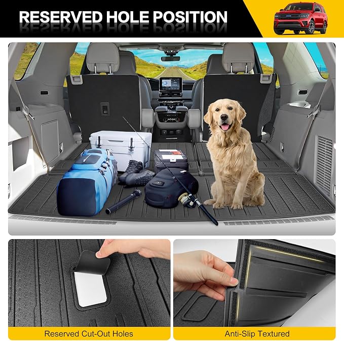 Trunk Mat & Backrest Mat for 2018-2024 Ford Expedition/Lincoln Navigator Cargo Mat(Not for Max or L Models), Rear Seat Back Cover Cargo Liner Only for 18-24 Expedition/Navigator Accessories