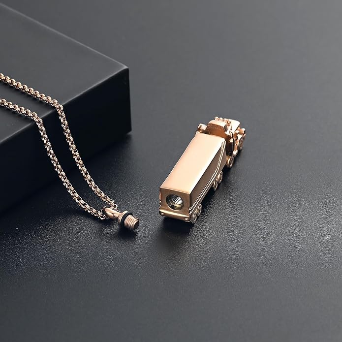 Urn Necklace for Ashes 18 Wheeler Semi Truck Cremation Jewelry for Men Memorial Urn Pendant Ashes Locket Necklace Keepsake Gifts