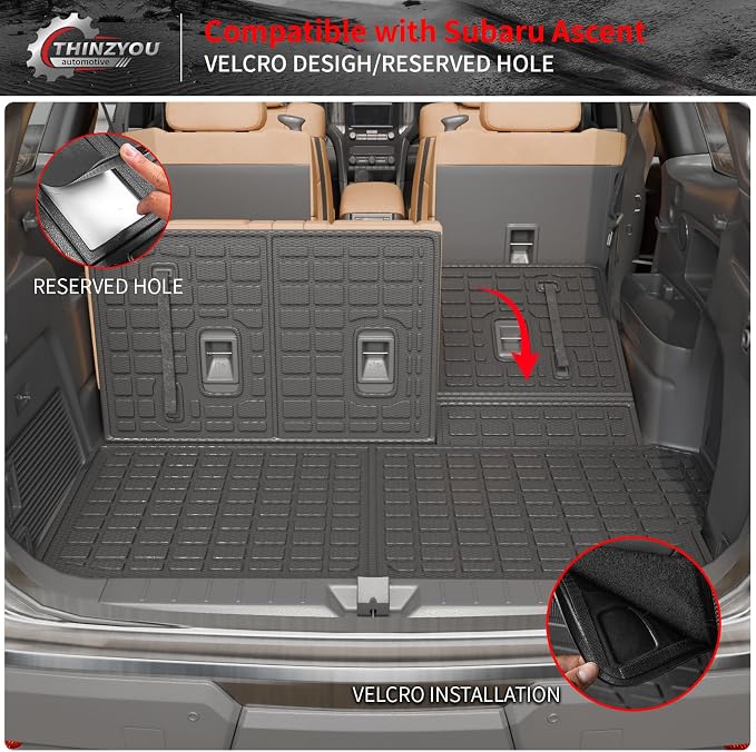 Cargo Mat Compatible with 2019-2025 2026 Subaru Ascent Cargo Liner Trunk Liner TPE Back Seat Cover Protector 2023 Ascent Accessories (Fit 7&8 Seats, Trunk Mat+3rd Row Backrest Mats)