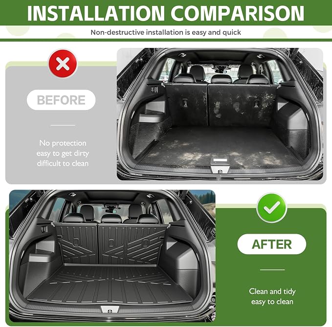 Cargo Liners for 2025-2026 VW Volkswagen Tiguan 5 Seats Trunk Mat with Seat Back Cover Accessories, All Weather Rear Cargo Mat Backrest Protector(Only fit 5 Seats)