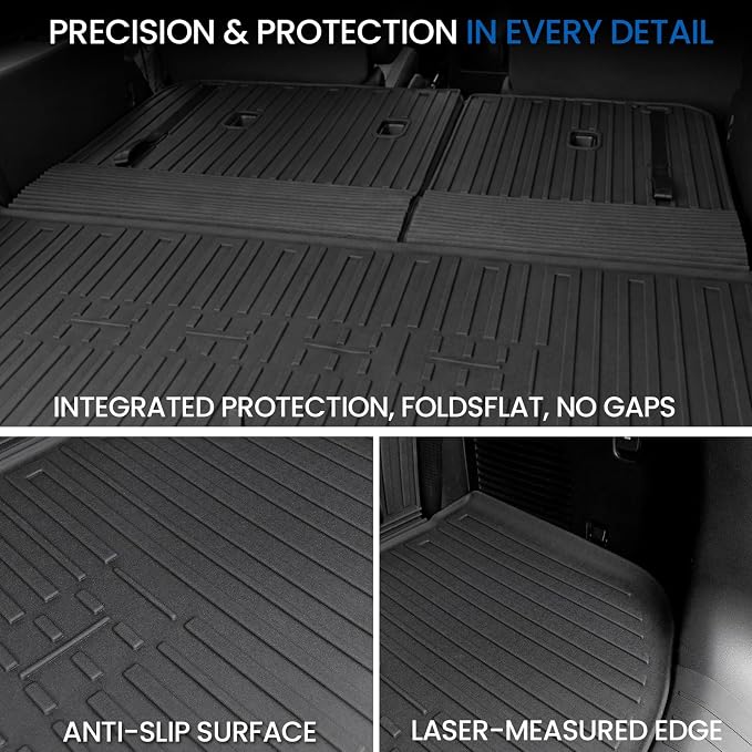 Cargo Liner Backrest Mats for 2027 Kia Telluride 7&8 Seats Gas Only, All Weather TPE Cargo Trunk Mat Seat Back Protectors Accessories