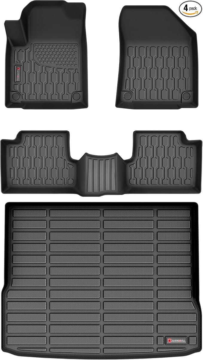 Floor Mats & Cargo Liner Compatible with 2019-2023 Jeep Cherokee (Not for Grand Cherokee) Cargo Mat, Full Set All Weather Protection 1st, 2nd Row Car Liners & Trunk Mat, Black