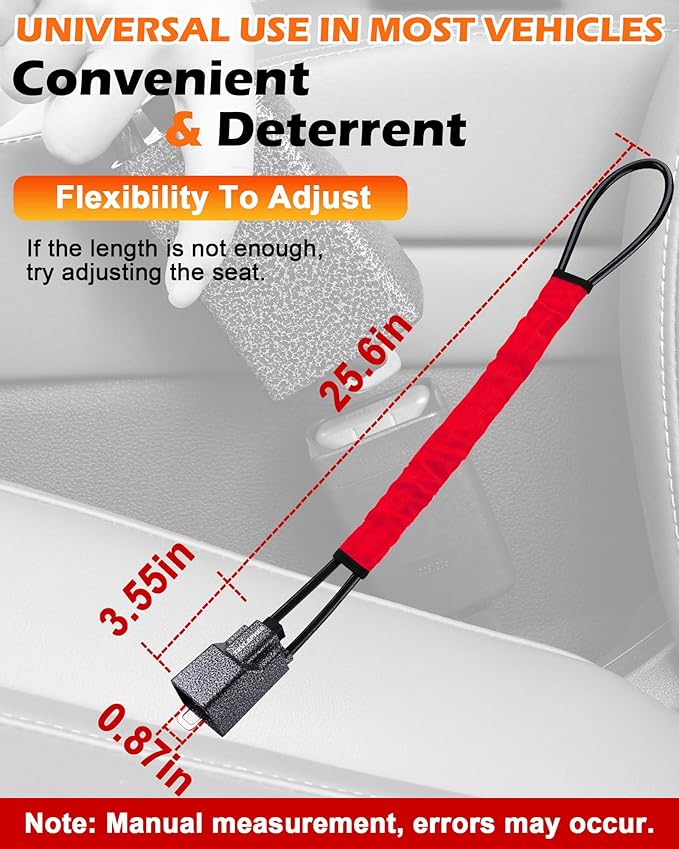 Tevlaphee Steering Wheel Lock Seat Belt Lock Universal Anti Theft Car Device Car Lock Car Theft Prevention with 3 Keys for Car Security Fit Most Vehicles Truck SUV Van (Red)