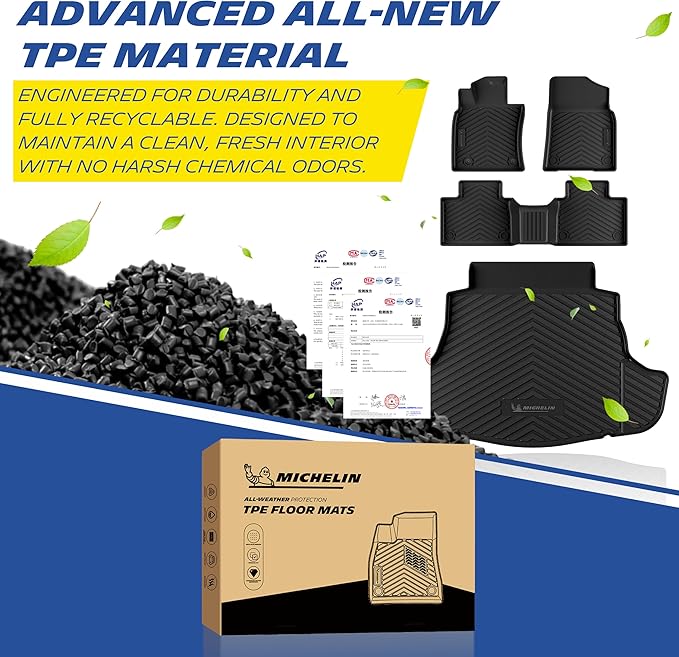 Michelin Floor Mats, Premier Series All-Weather TPE Custom Fit Liner for Toyota Camry 2025-2026 Floor Mats (4 Piece)