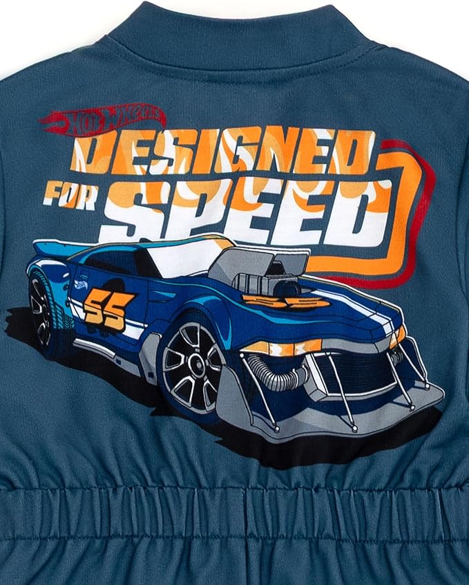 Hot Wheels French Terry Racing Zip Up Coverall Toddler to Big Kid Sizes (2T - 10-12)