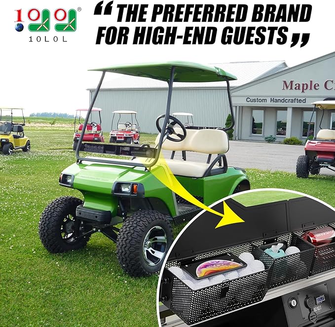 10L0L Golf Cart Front Inner Storage Utility Basket – Dash Storage Tray for Club Car DS & Precedent (2000-Up), Durable Steel with Anti-Rust Coating, Easy Installation