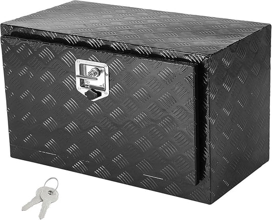 VEVOR Underbody Truck Box, 36"×14"×16" Pickup Storage Box, Heavy Duty Aluminum Diamond Plate Tool Box with Lock and Keys, Waterproof Trailer Storage Box with T-Handle Latch for Truck, Van, Trailer