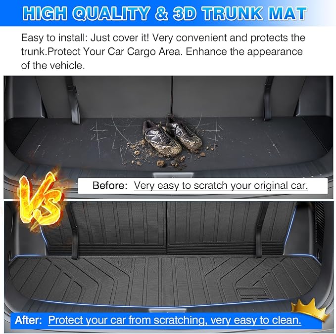 Sorento Cargo Liner - Trunk Mat for Kia Sorento 2021-2025 2026, All Weather Cargo Mat for Sorento Accessories, Heavy Duty Car Mats, Car Accessories