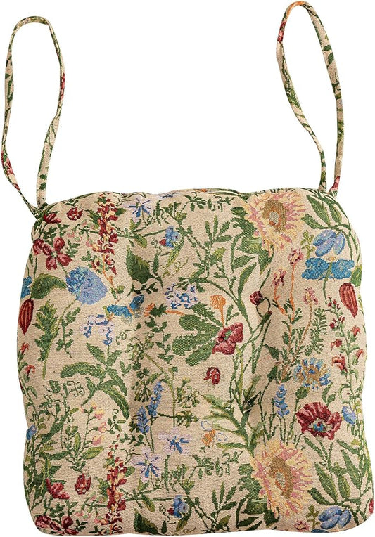 vctops Farmhouse Floral Print Chair Cushions with Ties U-Shaped Soft Comfortable Chair Pads Non Slip Seat Cushions for Indoor Dining Room and Kitchen Chairs (Flower H,16"x16")