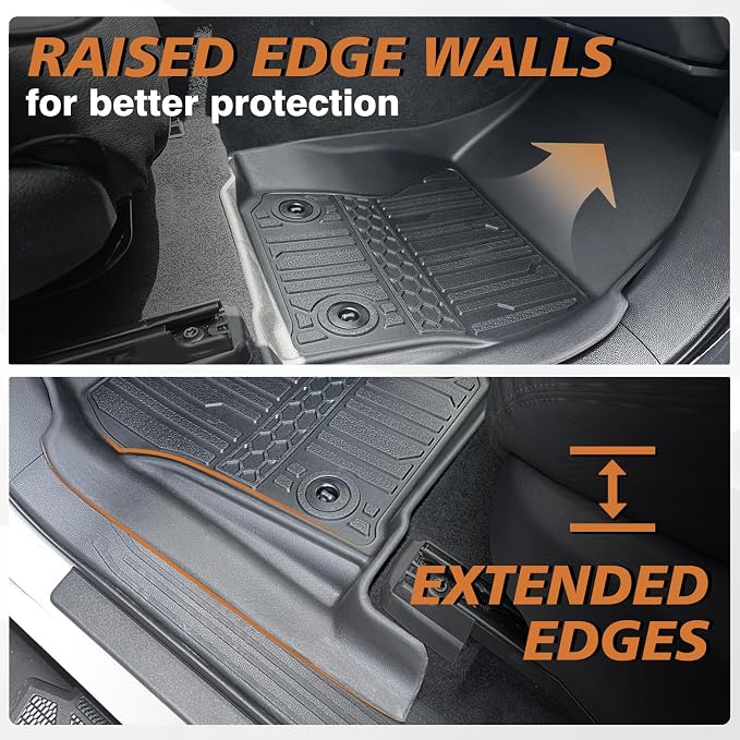 TripleAliners for Tacoma 2024 2025 2026 Double Cab Floor Mats (Fit Hybrid ONLY) All Weather Floor Liners Compatible with 2024+ Toyota Tacoma Accessories Front & Rear Mats Custom Fit(Not for Gasoline)