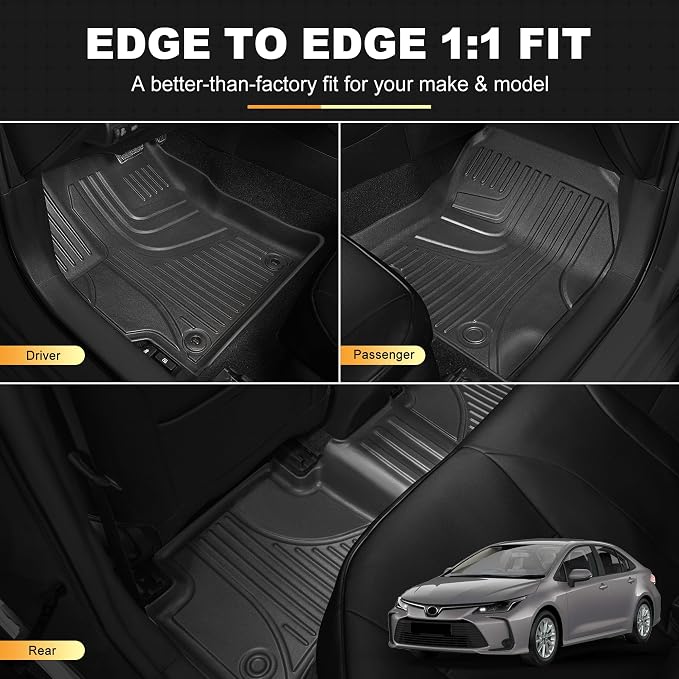 Floor Mats & Cargo Liners Compatible with 2020-2026 Toyota Corolla Sedan Floor Mats & Trunk Mat Set, All Weather TPE Floor Liners Cargo Mats (Not fit Hatchback Model)