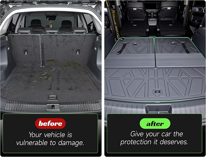 Cargo Trunk Mat with Backrest Mats for Hyundai Santa Fe 2024 2025 2026,All Weather Protection TPE Heavy Duty Cargo Liner Santa Fe Accessories,Black