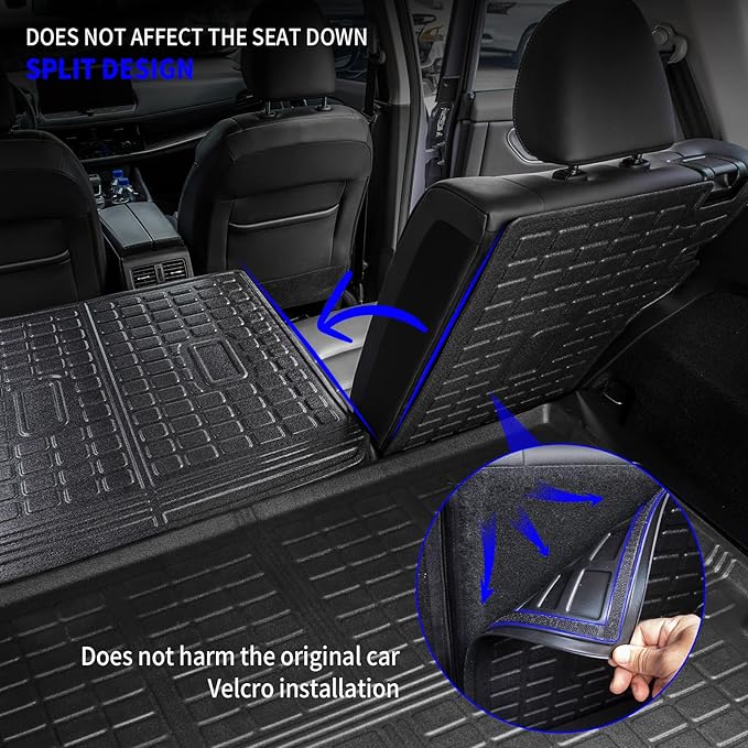 Rongtaod Cargo Mat Compatible with 2021-2025 2026 Nissan Rogue Rear Trunk Mat Cargo Liner Back Seat Cover Protector All Weather 2024 Rogue Accessories (Trunk Mat + Backrest Mats)
