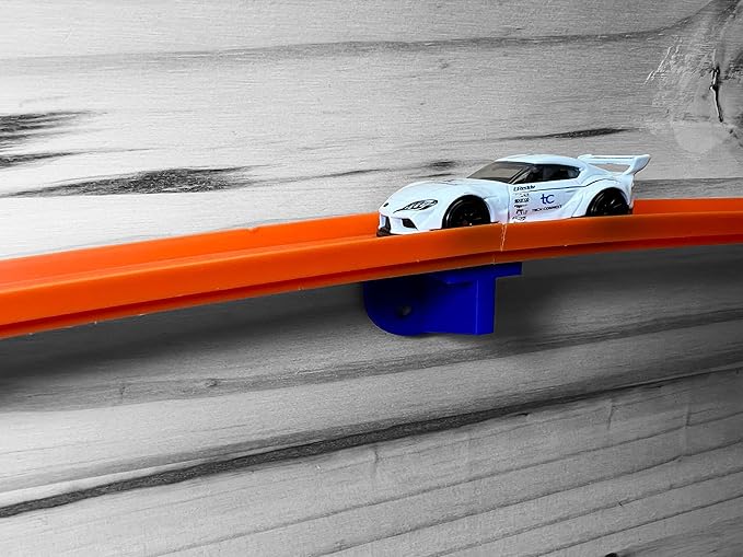 4 Pack Single Lane Wall Mount| Compatible with Hot Wheels Track | Single Lane Wall Mount for 1/64 Scale Cars and Trucks (Orange)