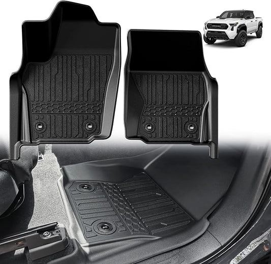 TripleAliners for Tacoma 2024 2025 2026 | Floor Mats First Row ONLY | for Double Cab & Access Cab All Weather Liners Compatible with 2024+ Toyota Tacoma Accessories (Fit Auto Trans), 2PC