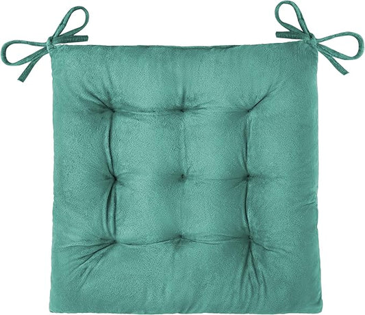 OVOV 1 Pack Chair Cushions for Dining Chairs Soft Seat Cushions for Kitchen Desk Chairs Square Chair Pads with Ties (15.5"x15.5" Lake Blue)