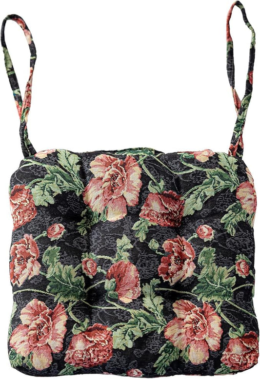 vctops Farmhouse Floral Print Chair Cushions with Ties U-Shaped Soft Comfortable Chair Pads Non Slip Seat Cushions for Indoor Dining Room and Kitchen Chairs (Flower F,16"x16")