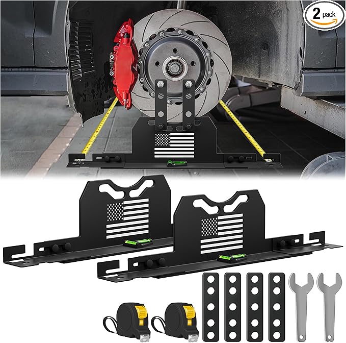 2026 Upgraded Wheel Alignment Tool, 2 PCS Toe Alignment Tool Plates Without Removing Calipers, Wheel Alignment Kit with 2 Measuring Tapes, Compatible with Most Cars and SUVs