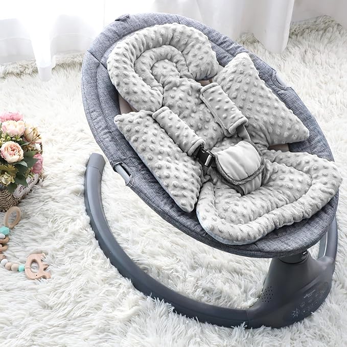 Infant Car Seat Insert Boy Girl, 3 in 1 Newborn Carseat Insert with Strap Pads, Car Seat Head Support for Baby Strollers, Swings, and Bouncers, Comfortable and Machine Washable, Grey