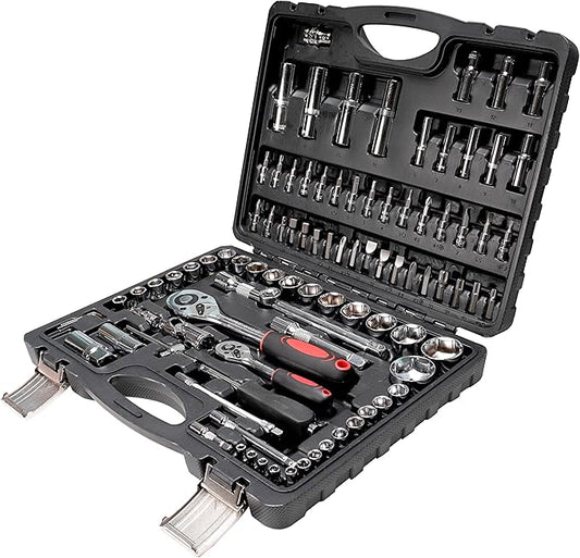 Socket Ratchet Wrench Set, 95PCS 1/2" & 1/4" Socket Set, Mechanics Tool Set Metric, Deep & Shallow Socket Set with Universal Joint, Automotive Tool Kit with Case for Car, Motorcycle, Home Repair