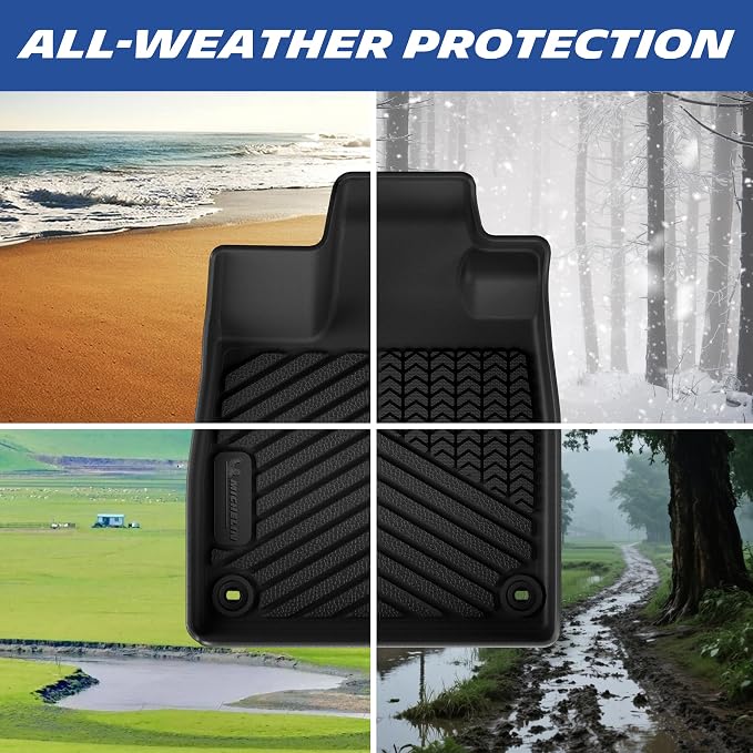 Michelin Vehicle Mats, Premier Series All-Weather TPE Custom Fit Liner for Honda Pilot 2023-2026 7 & 8 Seats, Floor Mats(4 Piece)