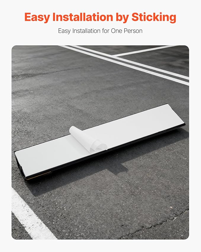 VEVOR Parking Stopper, 18 Inch 2 Pcs Heavy Duty Parking Aid for Garage, PP Curb Garage Floor Stopper with Reflective Strips, Vehicles Gadgets for Cars Vans Trucks Tire Wheel Guide Block Stops Bumpers