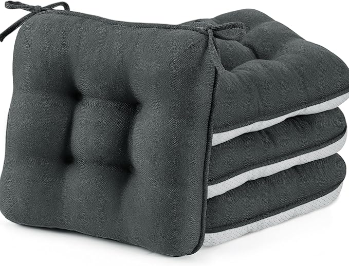 BETU Chair Cushions for Dining Chairs,3.5" Thick Kitchen Table Chair Pads with Ties,Non Slip Backing and Covers,Seat Cushion for Dining Room,Bar,Patio Chairs,18"X18"X3.5"