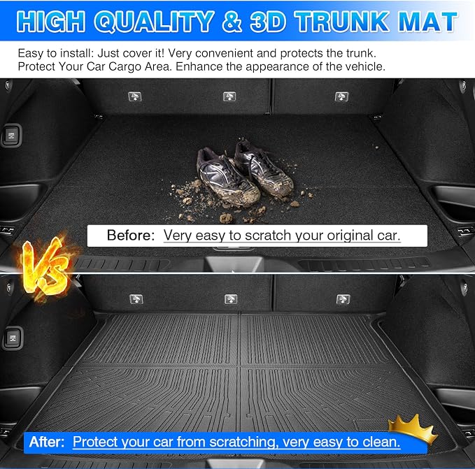 Passport Trunk Mat - Cargo Mat for Honda Passport 2019-2025 All-Weather Cargo Liner for Passport Accessories, Heavy Duty Waterproof Black