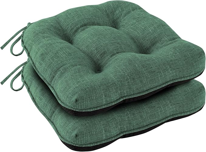 IPYNBAP Chair Cushions for Dining Chairs Set of 2, Kitchen Chair Cushions, Chair Pads with Ties Non Slip Backing, Christmas Room Decor, Tufted Memory Foam Seat Cushion 2 Pack, 15.5x15.5x4, Dark Green